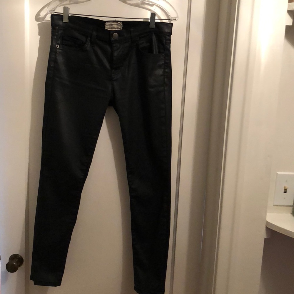 Current/Elliott black faux leather jeans